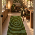 Hypnotic Spiral Modern Irregular Area Rug in a office