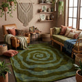 Hypnotic Spiral Modern Irregular Area Rug in a living room