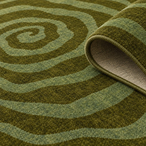 Hypnotic Spiral Modern Irregular Area Rug – texture close-up