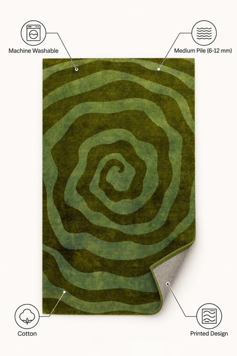 Hypnotic Spiral Modern Irregular Area Rug – features