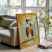 Illustrated Birds on Branch Aesthetic Wall Poster Print