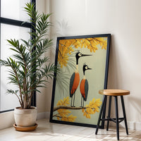 Illustrated Birds on Branch Aesthetic Wall Poster Print