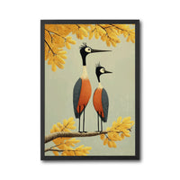 Illustrated Birds on Branch Aesthetic Wall Poster Print