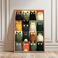 Illustrated Cats Aesthetic Home Art Wall Poster Print