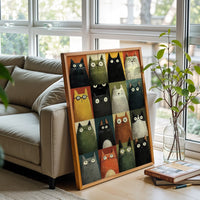 Illustrated Cats Aesthetic Home Art Wall Poster Print