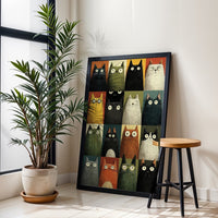 Illustrated Cats Aesthetic Home Art Wall Poster Print