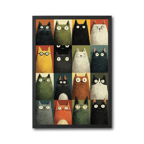 Illustrated Cats Aesthetic Home Art Wall Poster Print