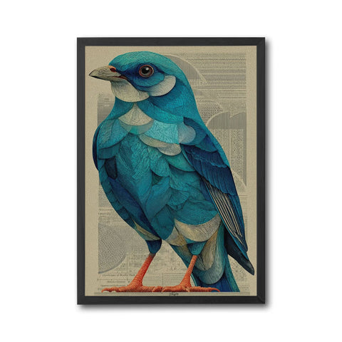 Illustration di Drolio Funi Blue Bird Heritage Illustration Wall Print Décor Poster