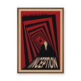 Inception Movie Retro Wall Art – Red Black Geometric Tunnel Print