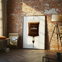 INTRAVENOUSLY OPTIMIZED Coffee IV Bag Pop Art Décor Poster, Funny Coffee Quote Wall Print