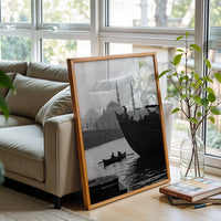 Istanbul Heritage Skyline Home Art Print – Retro Cityscape Print with Boats