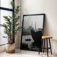 Istanbul Heritage Skyline Home Art Print – Retro Cityscape Print with Boats