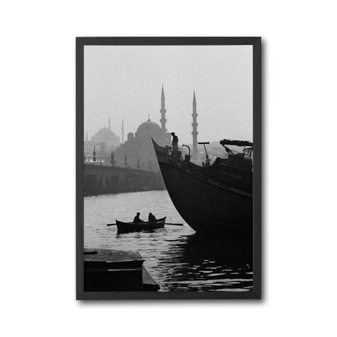 Istanbul Heritage Skyline Home Art Print – Retro Cityscape Print with Boats
