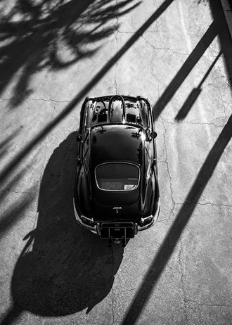 Jaguar E-Type Vintage Wall Art – Black and White Shadow Study