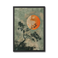 Japandi Wall Décor, Understated Japanese Art, Scandinavian Minimalistic Art, Japanese Décor Poster, Sun Orange Green Art on Canvas High Quality Print