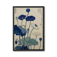 Japanese Botanical Illustration, Nostalgic Lotus Flower Art, Traditional Ukiyo-e Botanical Wall Poster, Blue Floral Wall Print, Japanese Home Decor