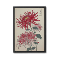 Japanese Chrysanthemum Wall Poster, Heritage Floral Print, Asian Botanical Poster, Red Chrysanthemums Artwork