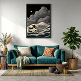 Japanese Great Wave Mount Fuji Traditional Wall Art – Starry Ocean Scene