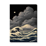 Japanese Great Wave Mount Fuji Traditional Wall Art – Starry Ocean Scene