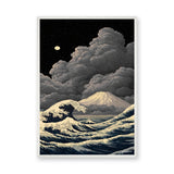Japanese Great Wave Mount Fuji Traditional Wall Art – Starry Ocean Scene
