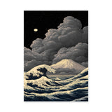 Japanese Great Wave Mount Fuji Traditional Wall Art – Starry Ocean Scene