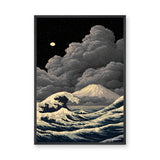 Japanese Great Wave Mount Fuji Traditional Wall Art – Starry Ocean Scene