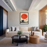 Japanese Red Sun Wave Traditional Wall Art – Minimalist Ocean Seascape