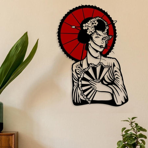 Japanese Geisha Metal Wall Art