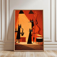Jazz Cats Aesthetic Wall Décor Print – Cool Cat Music Illustration Print