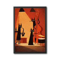 Jazz Cats Aesthetic Wall Décor Print – Cool Cat Music Illustration Print