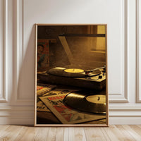 JAZZ Nostalgic Record Player Print – Retro Music Home Art