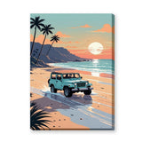 Jeep Wrangler Beach Sunset Retro Wall Art – Coastal Palm Drive