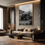 Jeep Wrangler Off Road Modern Wall Art – Black and White Mud Trail Photo