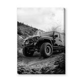 Jeep Wrangler Off Road Modern Wall Art – Black and White Mud Trail Photo