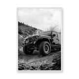 Jeep Wrangler Off Road Modern Wall Art – Black and White Mud Trail Photo