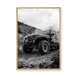 Jeep Wrangler Off Road Modern Wall Art – Black and White Mud Trail Photo