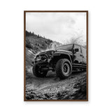 Jeep Wrangler Off Road Modern Wall Art – Black and White Mud Trail Photo