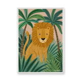 Jungle Lion Kids Nursery Wall Art – Cute Safari Botanical Print