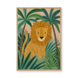 Jungle Lion Kids Nursery Wall Art – Cute Safari Botanical Print