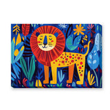 Jungle Lion Kids Wall Art – Colorful Leaves and Flowers for Playful Rooms