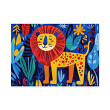 Jungle Lion Kids Wall Art – Colorful Leaves and Flowers for Playful Rooms