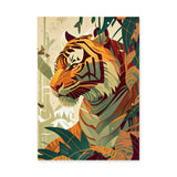 Jungle Tiger Modern Botanical Wall Art – Tropical Safari Portrait