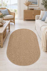 Jute Geometric Modern Area Rug – Beige in a living room
