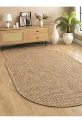 Jute Geometric Modern Area Rug – Beige in a living room