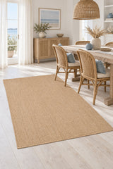 Jute Geometric Modern Area Rug – Brown in a dining room