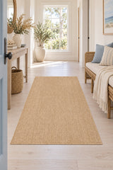Jute Geometric Modern Area Rug – Brown in a hallway