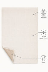Jute Geometric Modern Area Rug – Cream – features