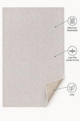 Jute Geometric Modern Area Rug – Ecru – features