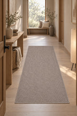 Jute Geometric Modern Area Rug – Taupe in a hallway