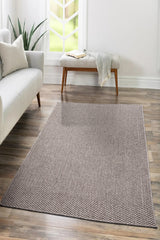 Jute Geometric Modern Area Rug – Taupe in a living room
